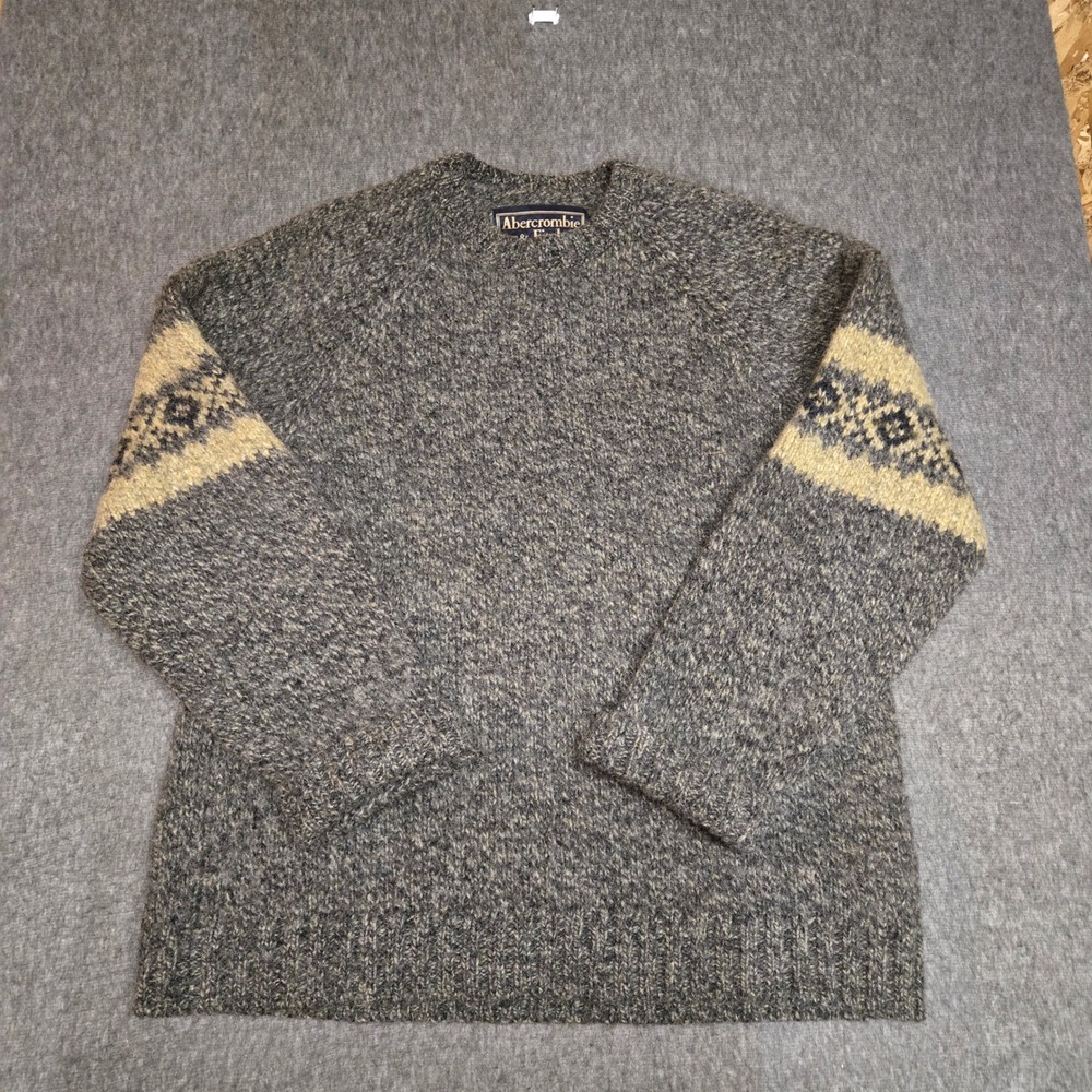 Vintage 90s Abercrombie & Fitch Wool Sweater Mens M Nordic Fair Isle Canada